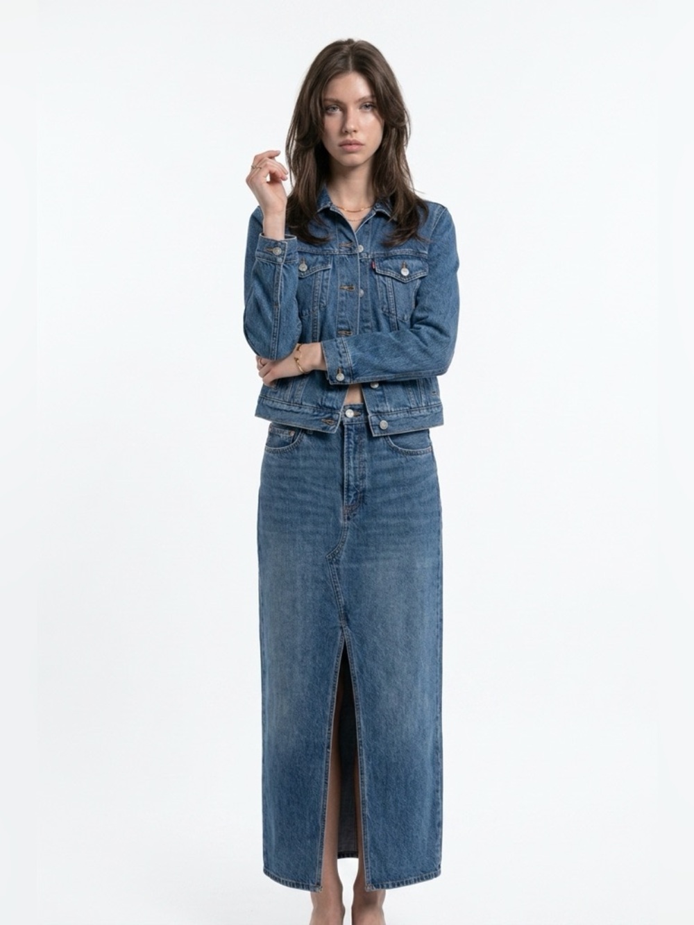 Denim Forum The '90s Vintage Maxi Denim Skirt | US 28 |100 % cotton